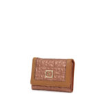 Cartera Mediana Flap Acolchado Geométrico color Tan - Imagen 5