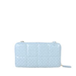 Cartera Grande Cierre Sencillo Diseño Tejido color Azul Celeste - Imagen 3