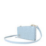 Cartera Grande Cierre Sencillo Diseño Tejido color Azul Celeste - Imagen 5