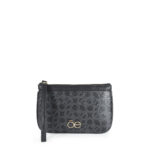 Cartera Pouch Monograma Estampado con Maneral color Negro