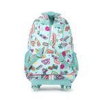 Mochila con Ruedas Cloe Girls Menta con Estampado Colorido y Colgante Decorativo - Imagen 3