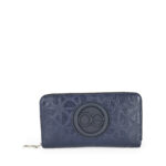 Cartera Grande Cierre Sencillo Monograma Troquelado color Azul Marino