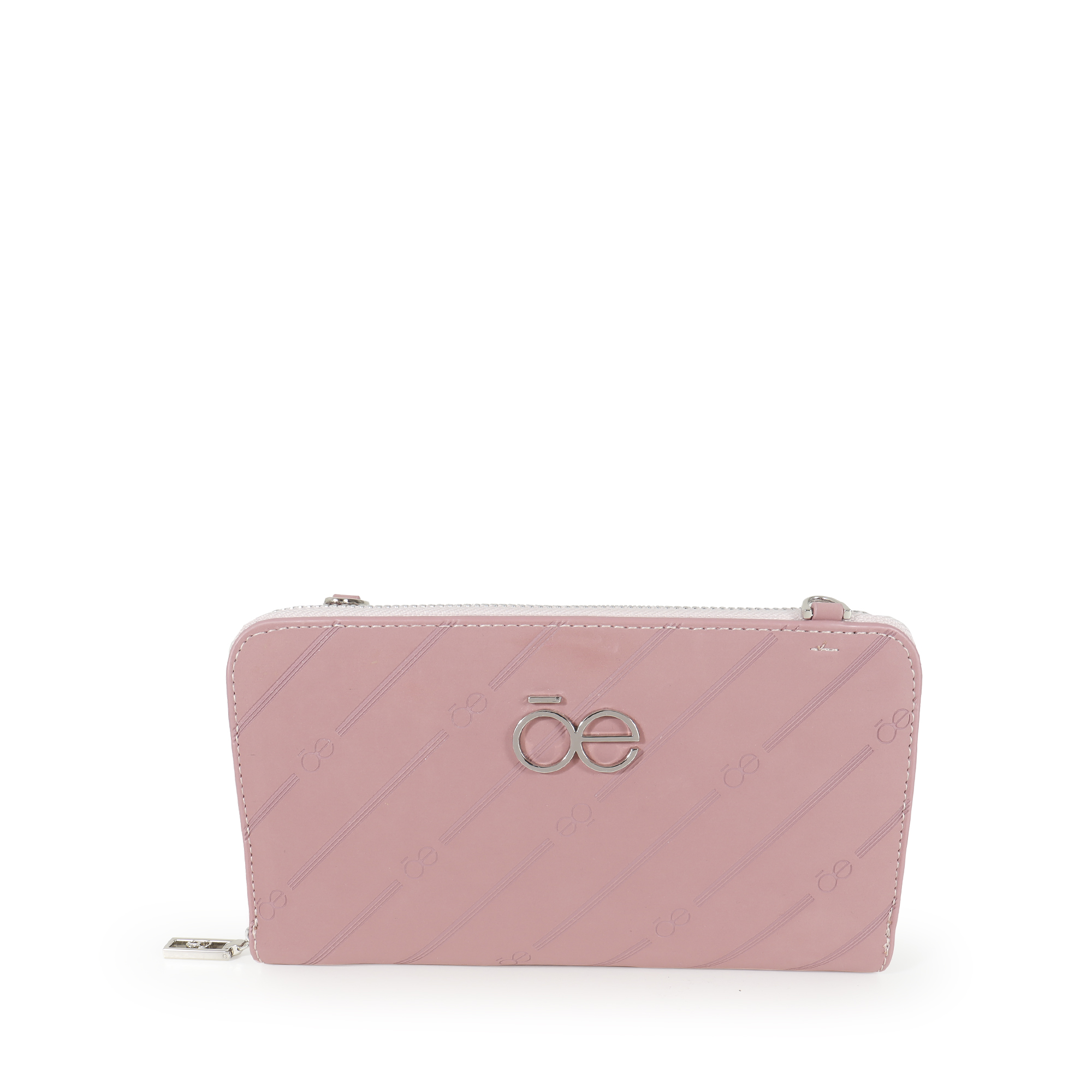 7BINO22019ROS_1.jpg Cartera Grande 2-en-1 Cierre Sencillo Monograma Troquelado color Rosa - Imagen 1