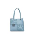 Bolsa Tote Mediana con Charm color Azul Celeste