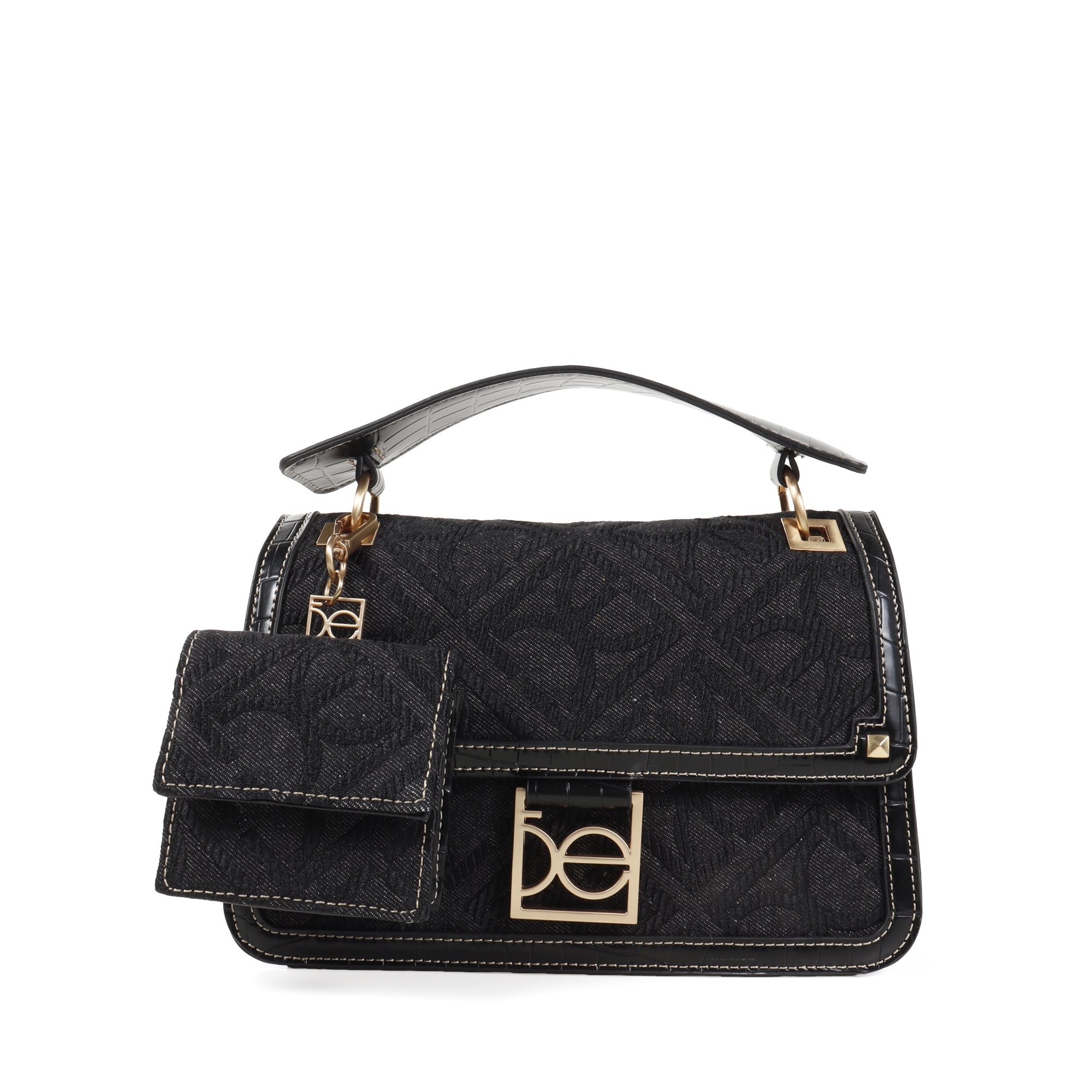 1BLCP24677NEG_1-1.jpg Bolsa Satchel Monograma Bordado con Monedero color Negro - Imagen 1