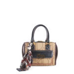 Bolsa Satchel Chica Textil con Mascada color Camel