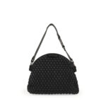 Bolsa Satchel Acolchada Charm Cadena Metálica color Negro - Imagen 3