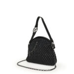 Bolsa Satchel Acolchada Charm Cadena Metálica color Negro - Imagen 5
