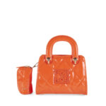 Bolsa Satchel Cloe Charol Acolchada con Monedero color Naranja