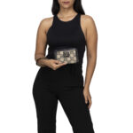 Cartera Mediana Cierre Sencillo Textil con Maneral color Negro - Imagen 2