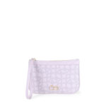 Cartera Pouch Monograma Estampado con Maneral color Lila