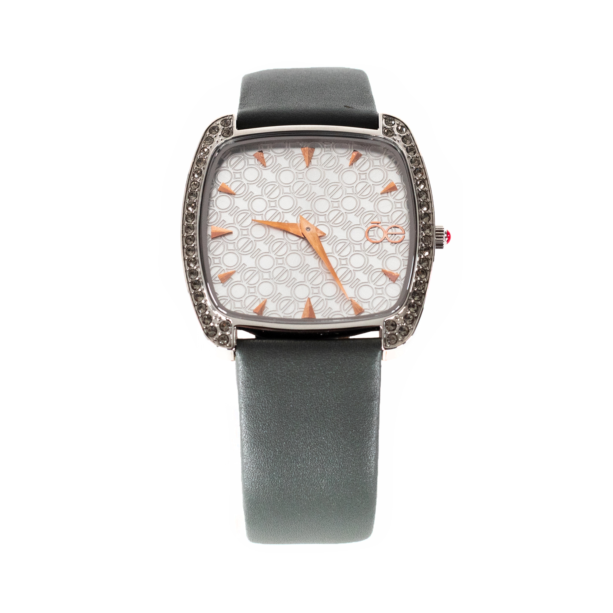 6RELP21031GRI_1.jpg Reloj Cloe elegante, con caja cuadrada y pedrería - Imagen 1