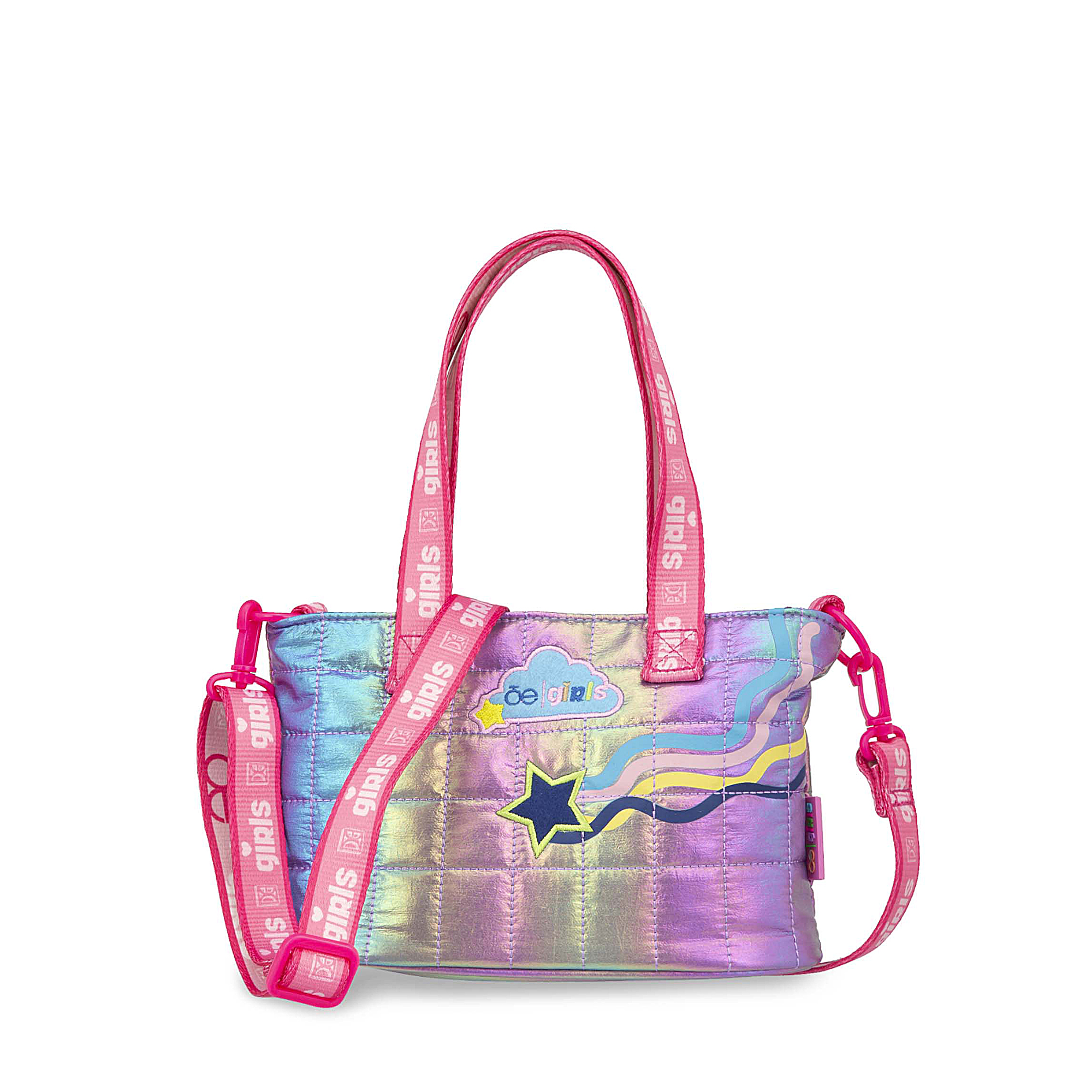 4BLGI24889MOR_1.jpg Bolsa Tote Mediana Acolchada para Niña color Morado - Imagen 1