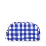Cosmetiquera Chica Cierre Sencillo Nylon Cuadros color Azul