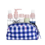 Cosmetiquera Chica Cierre Sencillo Nylon Cuadros color Azul - Imagen 2