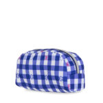 Cosmetiquera Chica Cierre Sencillo Nylon Cuadros color Azul - Imagen 3