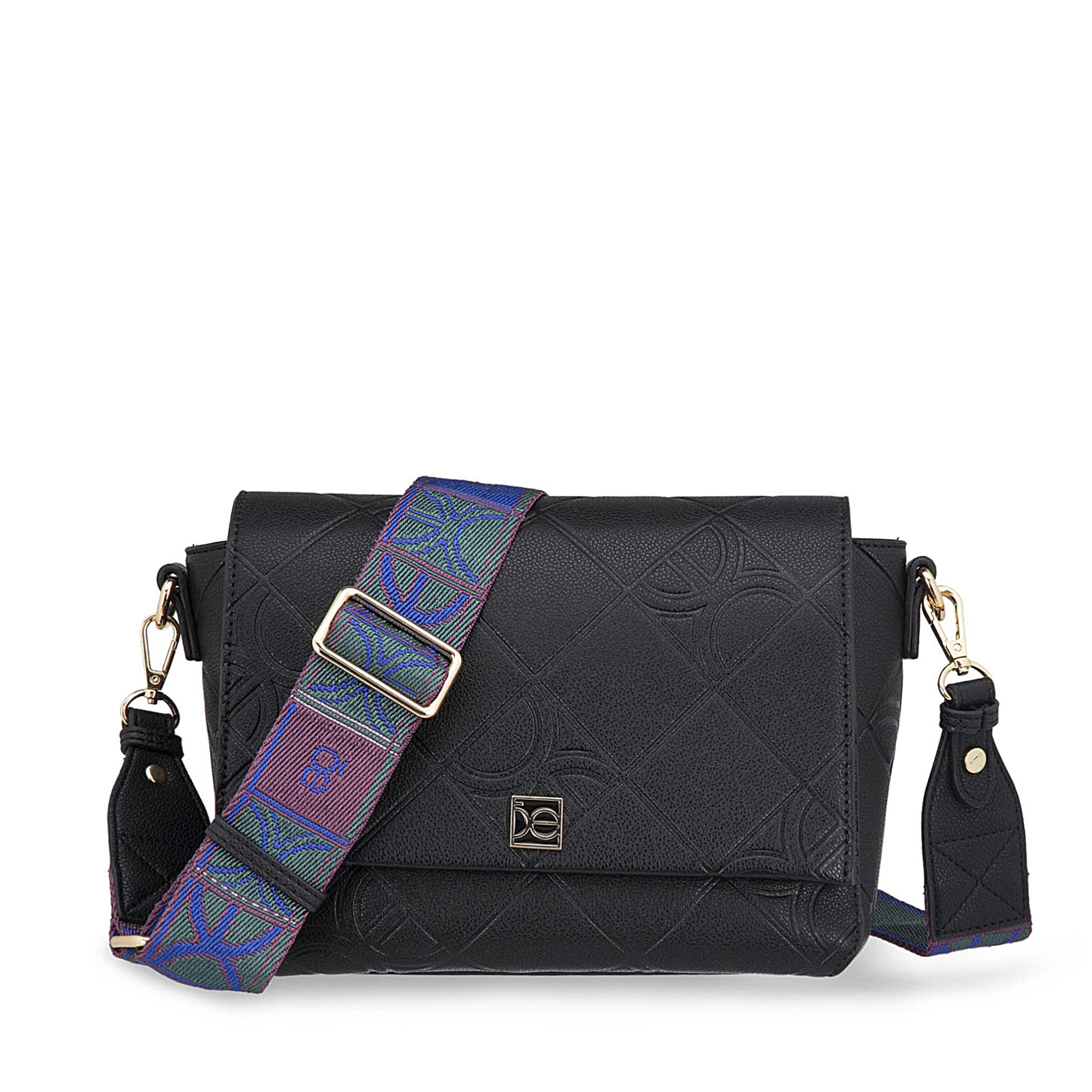RBLCI24677NEG_1.jpg Bolsa Crossbody Troquelado a Rombos color Negro - Imagen 1